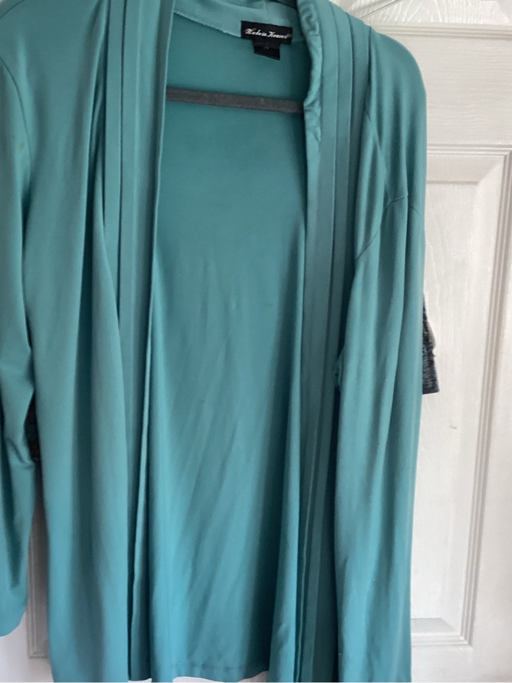 Teal Open-Front Draped Cardigan